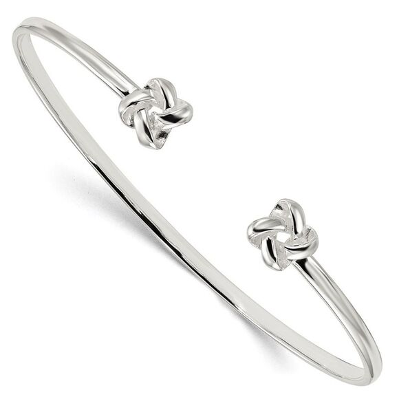 Kazi Luxury Sterling Silver Polished Love Knot Cuff Bracelet